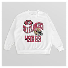 San Francisco 49ers Gameday Couture Women's Oversized Hard Earned Premium Fleece Pullover Sweatshirt - White for sale