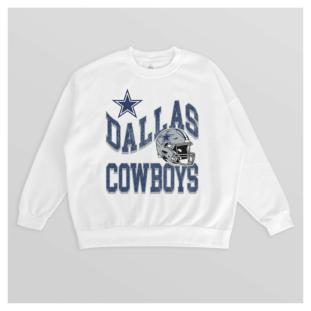 Dallas Cowboys Gameday Couture Women's Oversized Hard Earned Premium Fleece Pullover Sweatshirt - White for sale