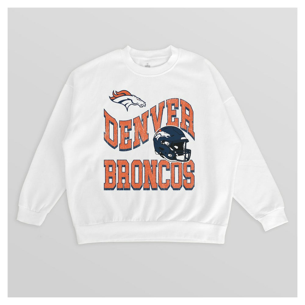 Denver Broncos Gameday Couture Women's Oversized Hard Earned Premium Fleece Pullover Sweatshirt - White online
