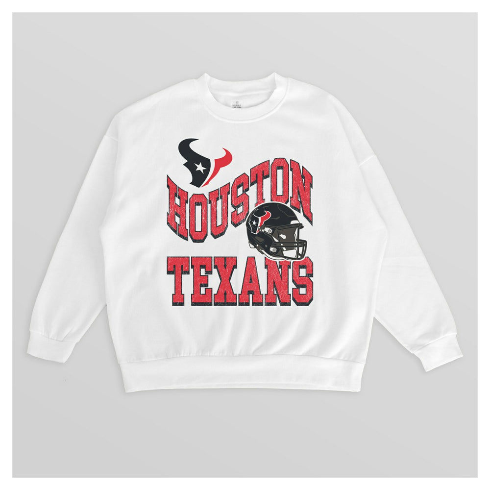 Houston Texans Gameday Couture Women's Oversized Hard Earned Premium Fleece Pullover Sweatshirt - White online