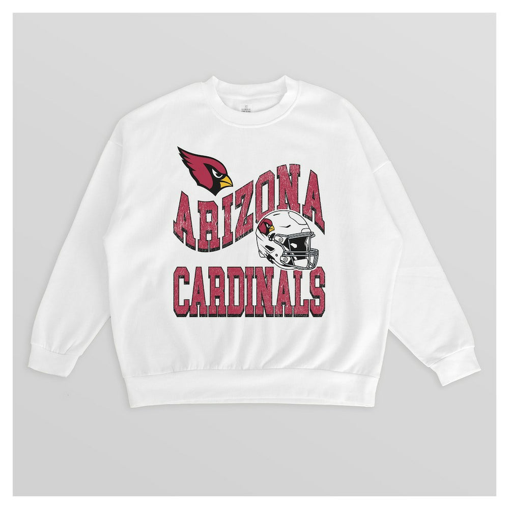 Arizona Cardinals Gameday Couture Women's Oversized Hard Earned Premium Fleece Pullover Sweatshirt - White outlet