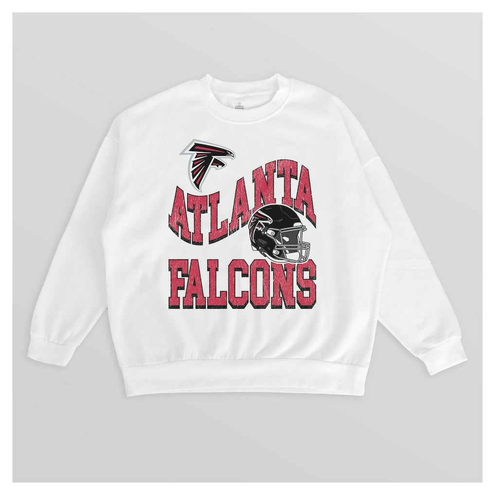 Atlanta Falcons Gameday Couture Women's Oversized Hard Earned Premium Fleece Pullover Sweatshirt - White on sale