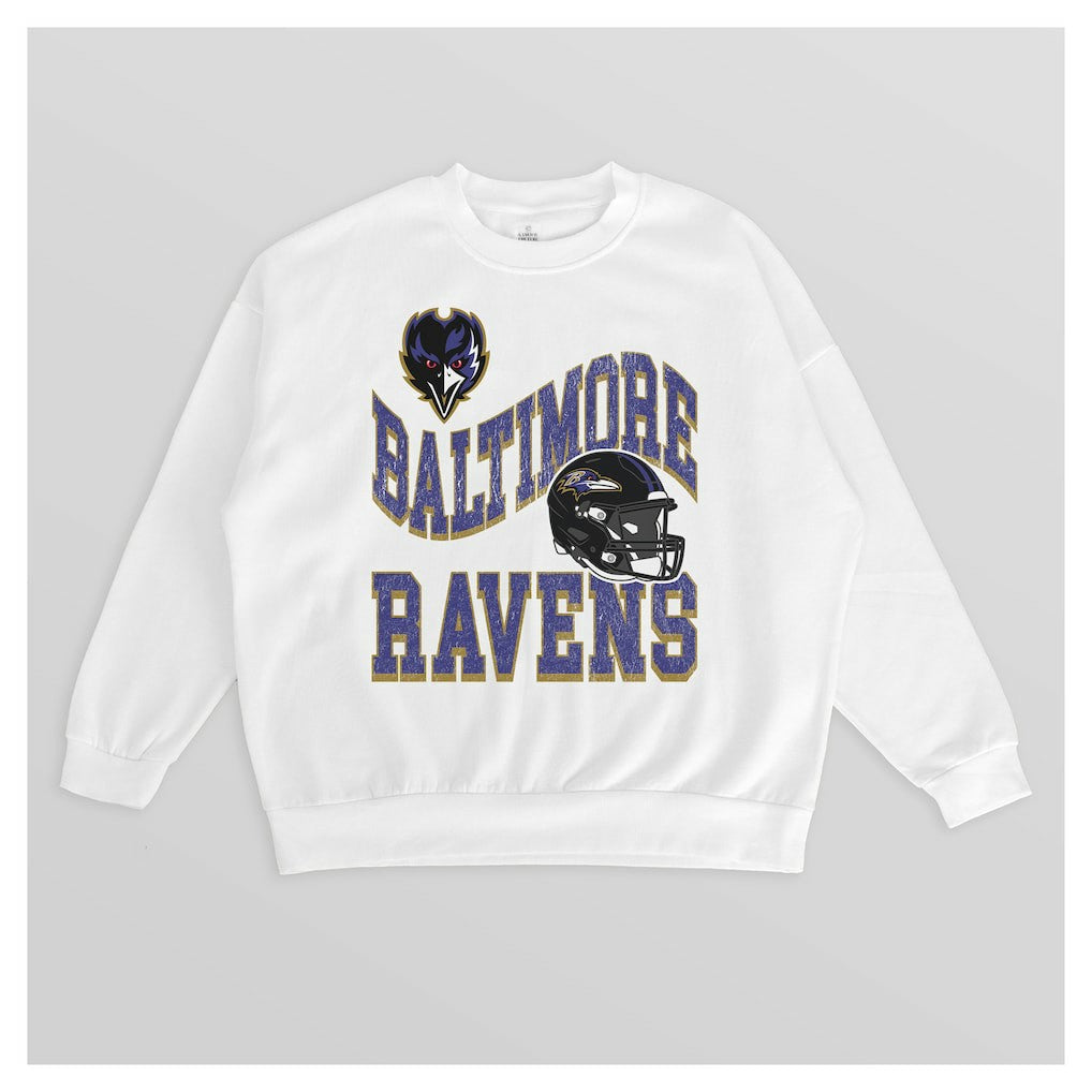 Baltimore Ravens Gameday Couture Women's Oversized Hard Earned Premium Fleece Pullover Sweatshirt - White for sale