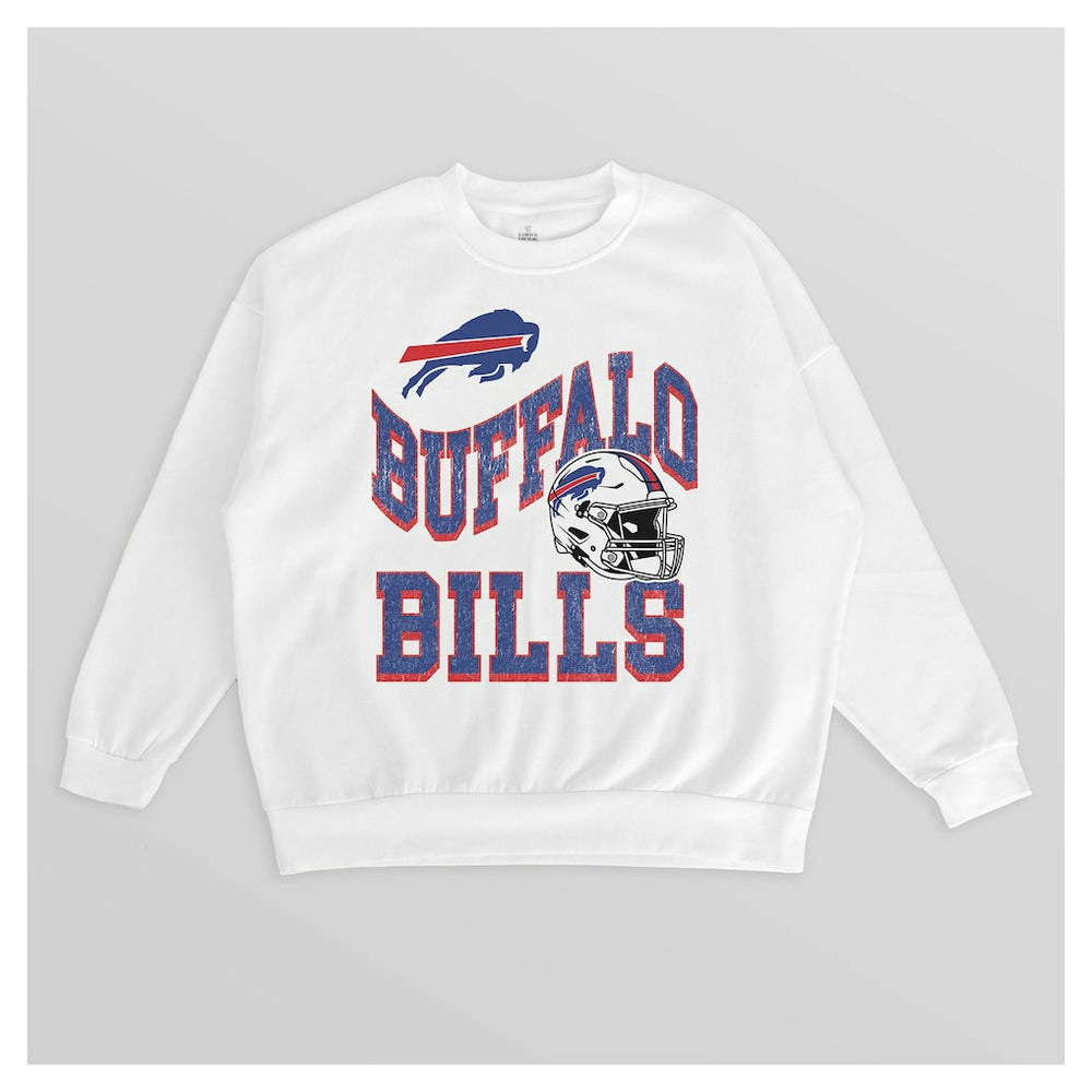 Buffalo Bills Gameday Couture Women's Oversized Hard Earned Premium Fleece Pullover Sweatshirt - White on sale