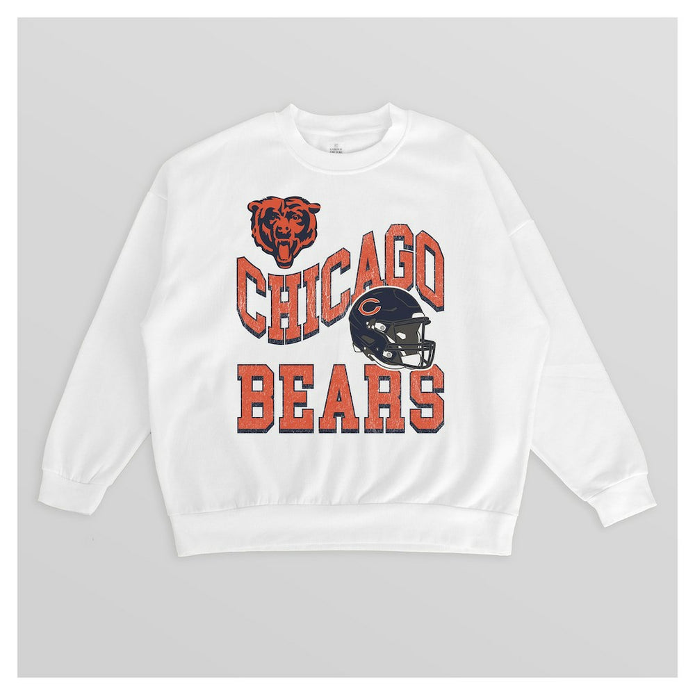 Chicago Bears Gameday Couture Women's Oversized Hard Earned Premium Fleece Pullover Sweatshirt - White outlet