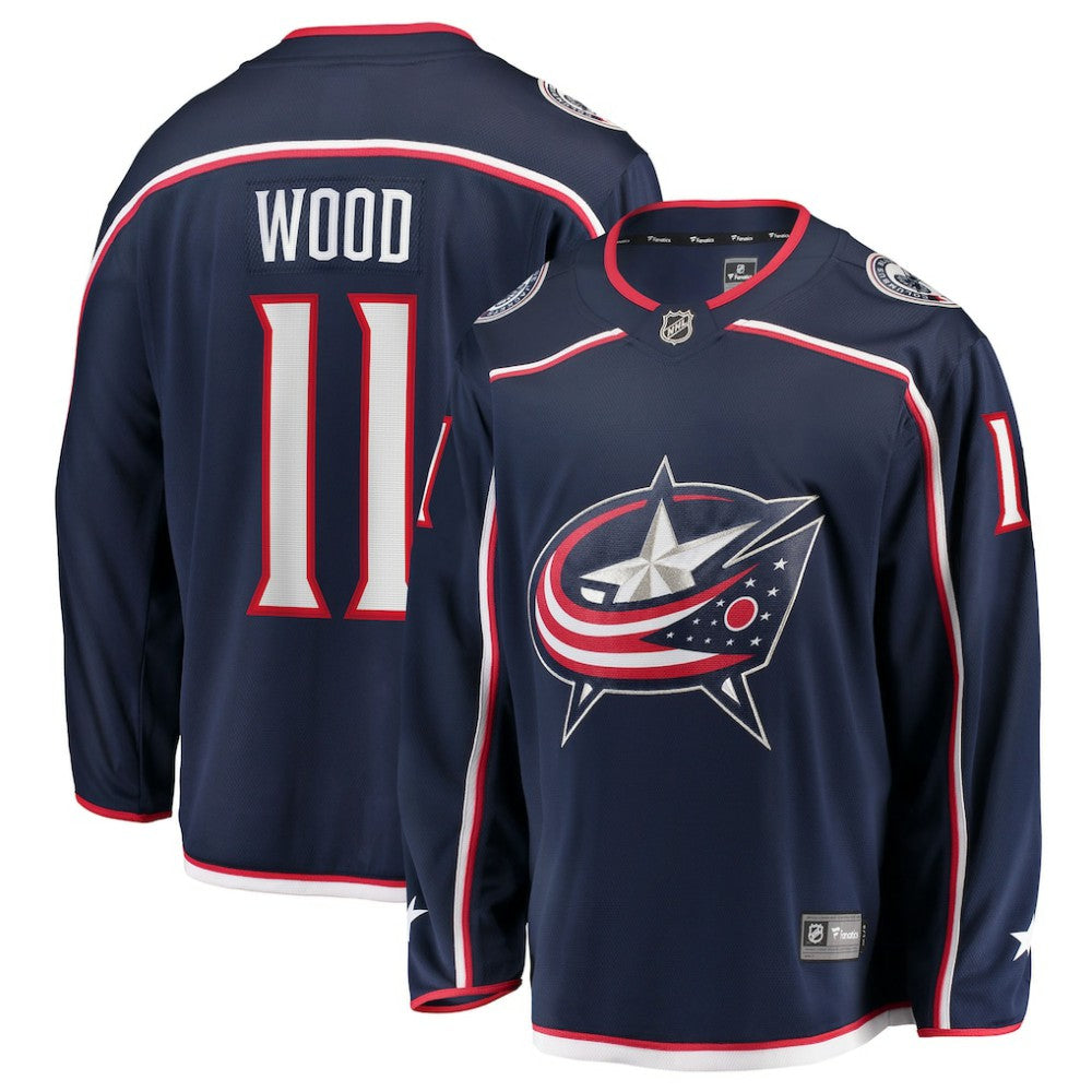Miles Wood Columbus Blue Jackets Fanatics Home Breakaway Jersey Navy