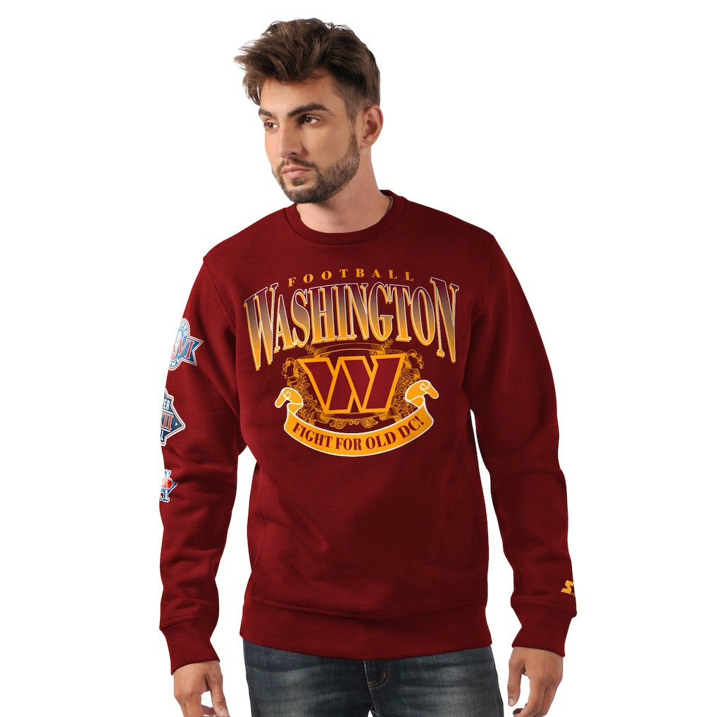 Washington Commanders Starter Fight On Knit Crewneck Sweatshirt - Burgundy cheap