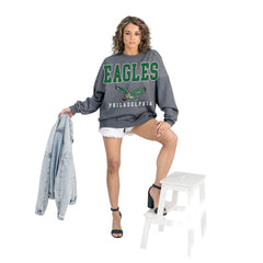 Philadelphia Eagles Gameday Couture Women's Bring Your Energy Oversized Premium Fleece Pullover Sweatshirt - Charcoal on sale