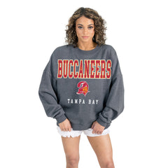 Tampa Bay Buccaneers Gameday Couture Women's Bring Your Energy Oversized Premium Fleece Pullover Sweatshirt - Charcoal sale