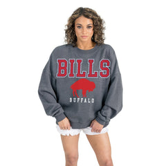 Buffalo Bills Gameday Couture Women's Bring Your Energy Oversized Premium Fleece Pullover Sweatshirt - Charcoal cheap