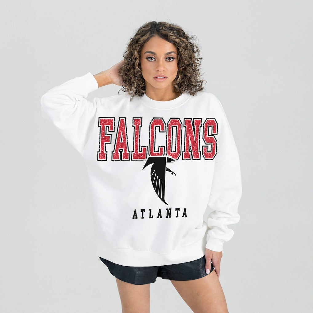 Atlanta Falcons Gameday Couture Women's Classic Sunday Drives Oversized Premium Fleece Pullover Sweatshirt - White outlet