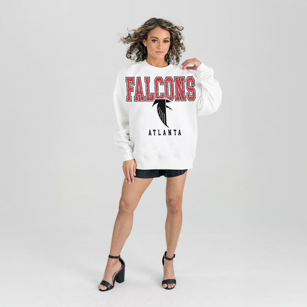 Atlanta Falcons Gameday Couture Women's Classic Sunday Drives Oversized Premium Fleece Pullover Sweatshirt - White outlet