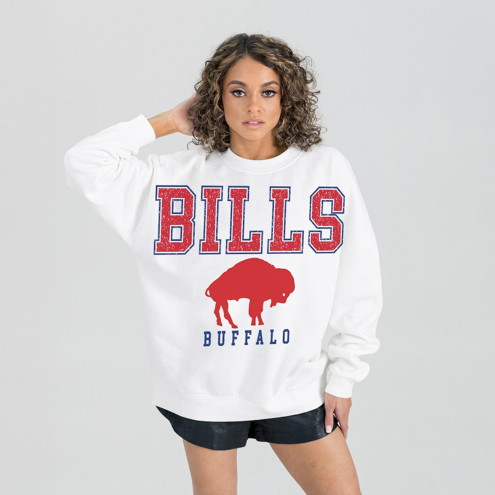 Buffalo Bills Gameday Couture Women's Classic Sunday Drives Oversized Premium Fleece Pullover Sweatshirt - White outlet