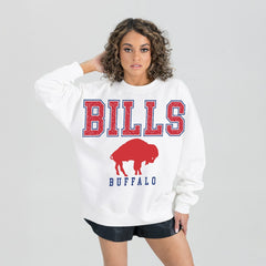 Buffalo Bills Gameday Couture Women's Classic Sunday Drives Oversized Premium Fleece Pullover Sweatshirt - White outlet