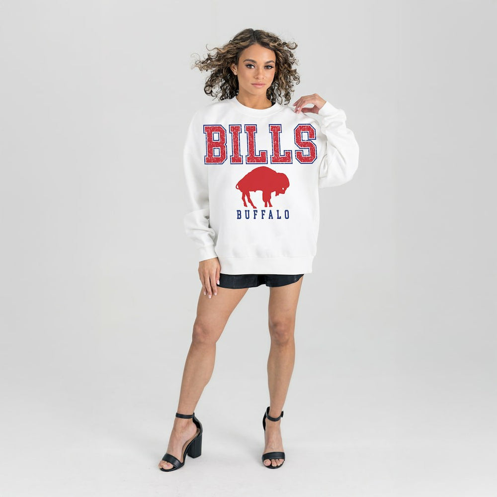 Buffalo Bills Gameday Couture Women's Classic Sunday Drives Oversized Premium Fleece Pullover Sweatshirt - White outlet