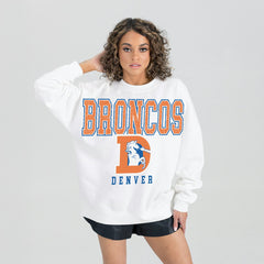Denver Broncos Gameday Couture Women's Classic Sunday Drives Oversized Premium Fleece Pullover Sweatshirt - White sale