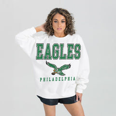 Philadelphia Eagles Gameday Couture Women's Classic Sunday Drives Oversized Premium Fleece Pullover Sweatshirt - White sale