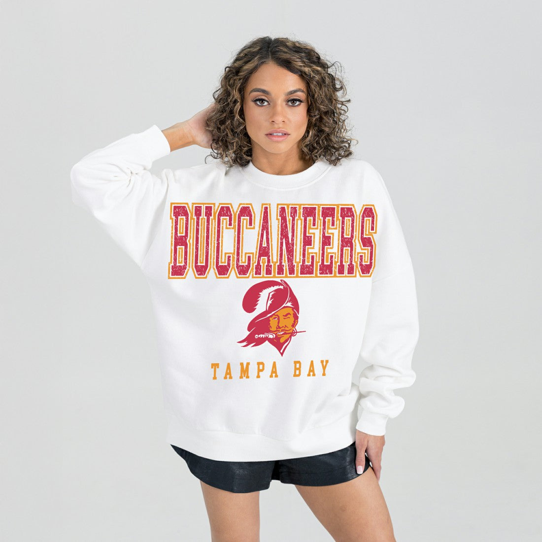 Tampa Bay Buccaneers Gameday Couture Women's Classic Sunday Drives Oversized Premium Fleece Pullover Sweatshirt - White sale