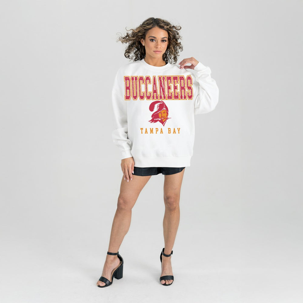 Tampa Bay Buccaneers Gameday Couture Women's Classic Sunday Drives Oversized Premium Fleece Pullover Sweatshirt - White sale