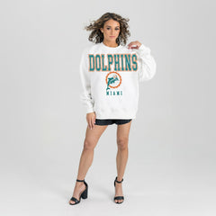 Miami Dolphins Gameday Couture Women's Classic Sunday Drives Oversized Premium Fleece Pullover Sweatshirt - White cheap
