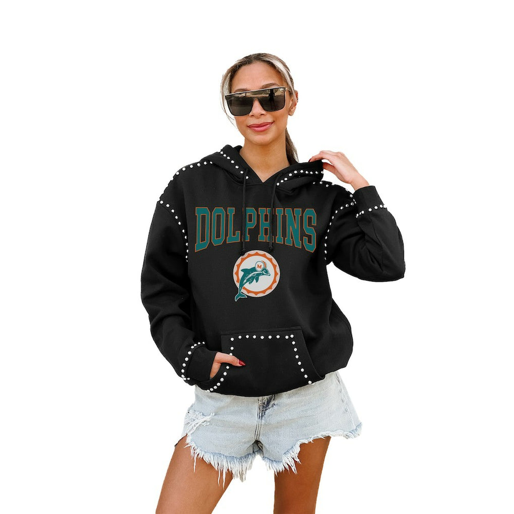 Miami Dolphins Gameday Couture Women's Studded Pullover Hoodie - Black discount