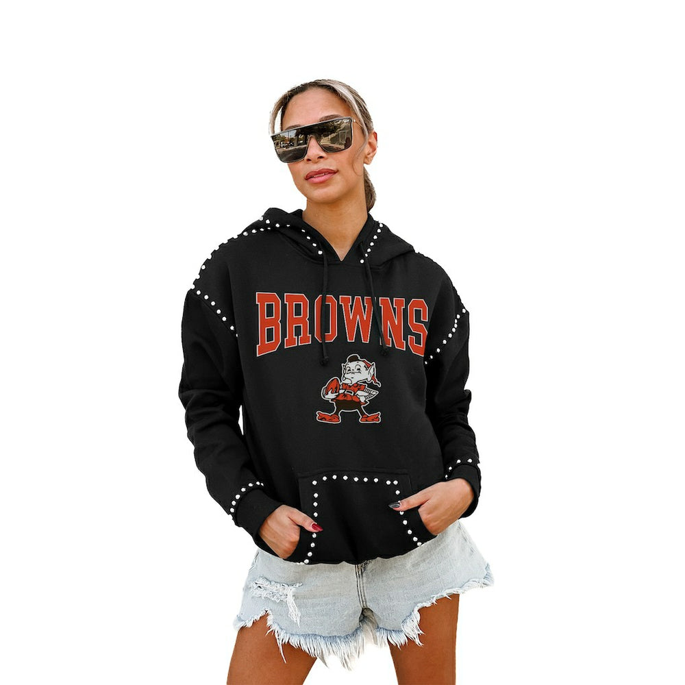 Cleveland Browns Gameday Couture Women's Studded Pullover Hoodie - Black cheap