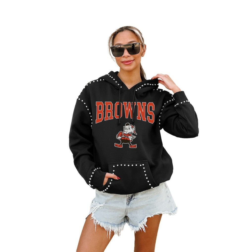 Cleveland Browns Gameday Couture Women's Studded Pullover Hoodie - Black cheap