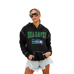 Seattle Seahawks Gameday Couture Women's Studded Pullover Hoodie - Black cheap