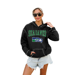 Seattle Seahawks Gameday Couture Women's Studded Pullover Hoodie - Black cheap