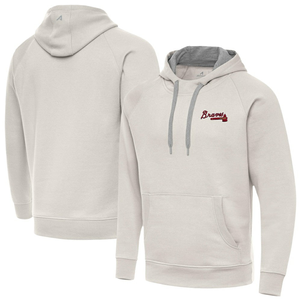 Atlanta Braves Antigua Victory Pullover Hoodie - Cream