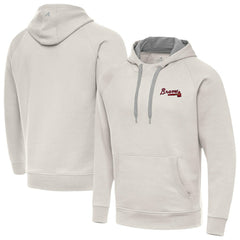 Atlanta Braves Antigua Victory Pullover Hoodie - Cream
