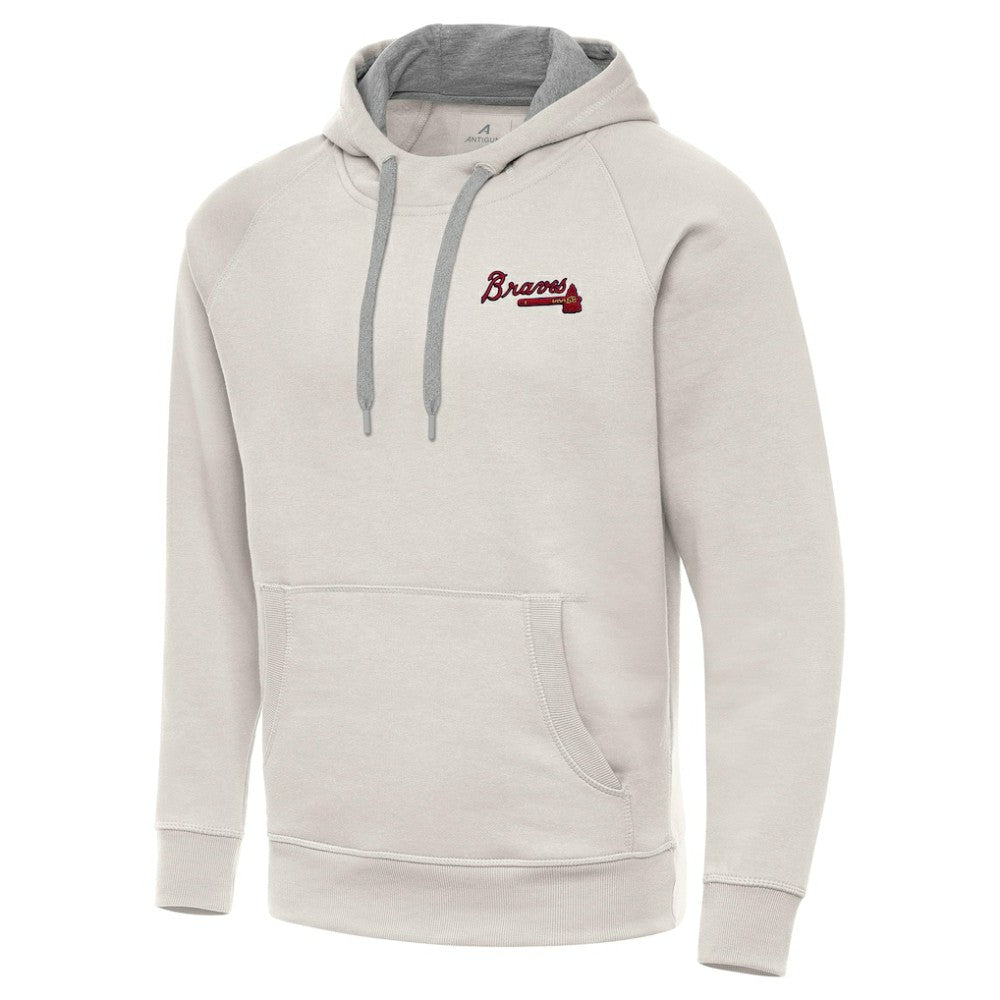Atlanta Braves Antigua Victory Pullover Hoodie - Cream