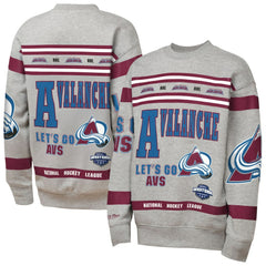Colorado Avalanche Mitchell & Ness Youth Allover Print Fleece Crewneck Sweatshirt Heather Gray