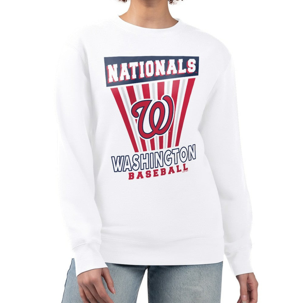 Washington Nationals Starter Women's Poster Print Team Fleece Pullover Sweatshirt - White
