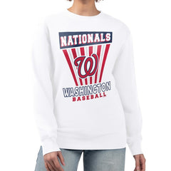 Washington Nationals Starter Women's Poster Print Team Fleece Pullover Sweatshirt - White