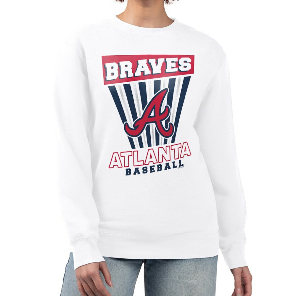 Atlanta Braves Starter Women's Poster Print Team Fleece Pullover Sweatshirt - White