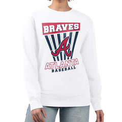 Atlanta Braves Starter Women's Poster Print Team Fleece Pullover Sweatshirt - White
