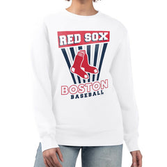 Boston Red Sox Starter Women's Poster Print Team Fleece Pullover Sweatshirt - White