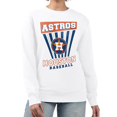 Houston Astros Starter Women's Poster Print Team Fleece Pullover Sweatshirt - White