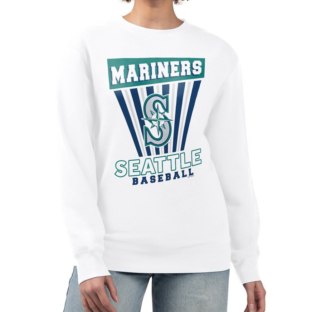 Seattle Mariners Starter Women's Poster Print Team Fleece Pullover Sweatshirt - White