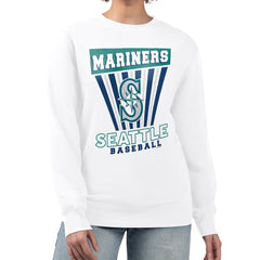 Seattle Mariners Starter Women's Poster Print Team Fleece Pullover Sweatshirt - White