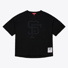 San Francisco Giants Women's Cooperstown Collection Phantom Cropped T-Shirt - Black | Mitchell & Ness