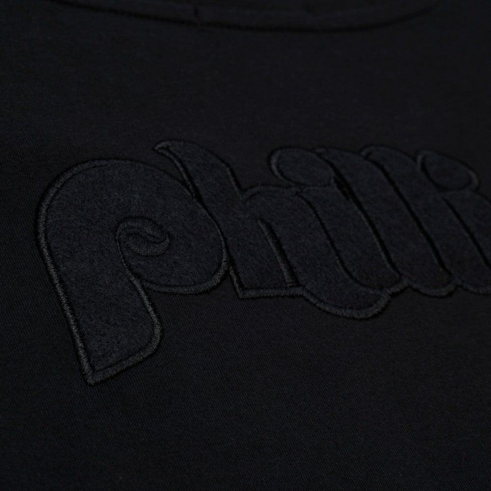 Philadelphia Phillies Women's Cooperstown Collection Phantom Cropped T-Shirt - Black | Mitchell & Ness