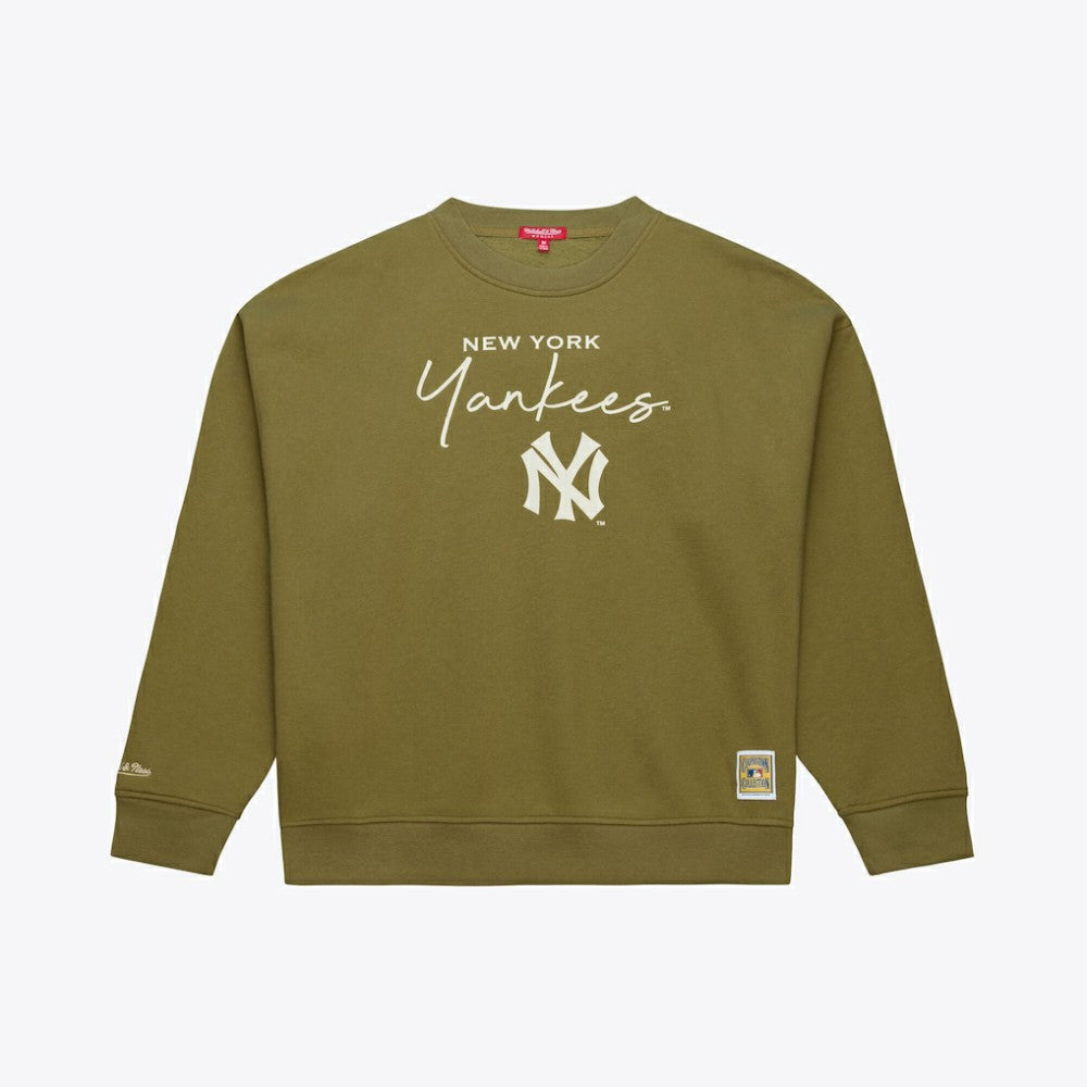 New York Yankees Women's Cooperstown Collection Fleece Sweatshirt - Olive | Mitchell & Ness