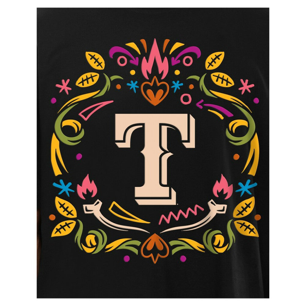 Texas Rangers Día de los Muertos T-Shirt - Black | New Era