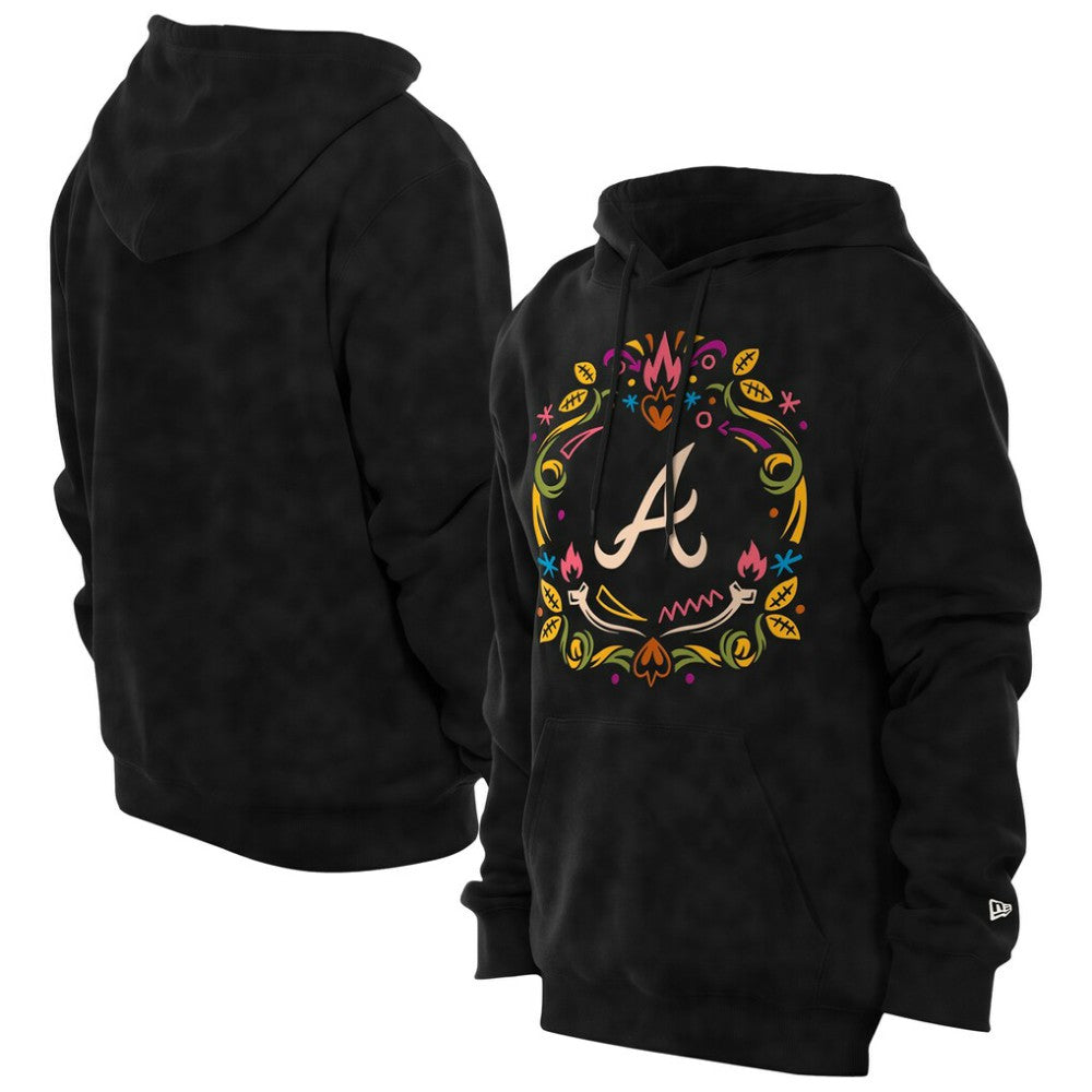 Atlanta Braves Día de los Muertos Brushed Fleece Hoodie - Black | New Era