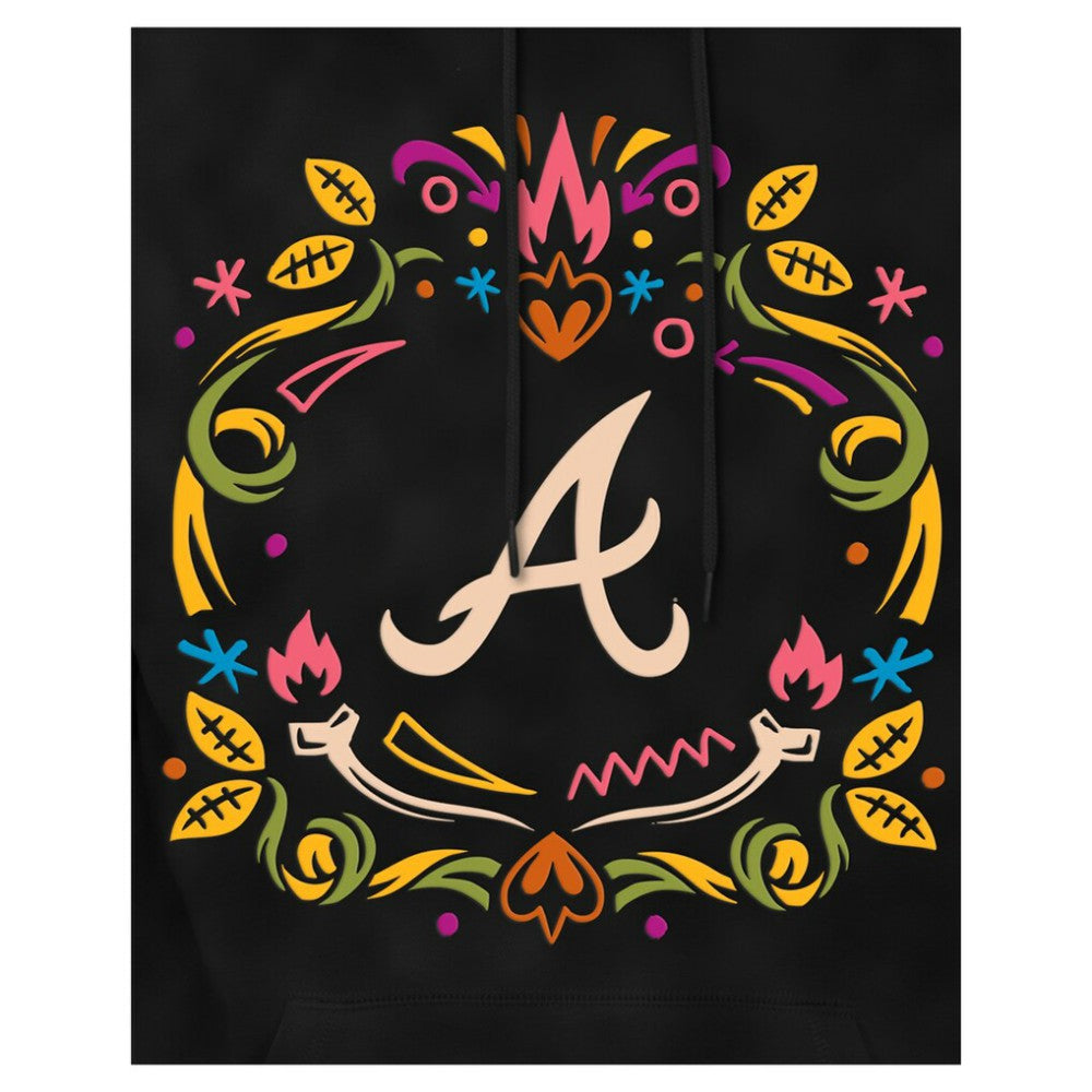 Atlanta Braves Día de los Muertos Brushed Fleece Hoodie - Black | New Era