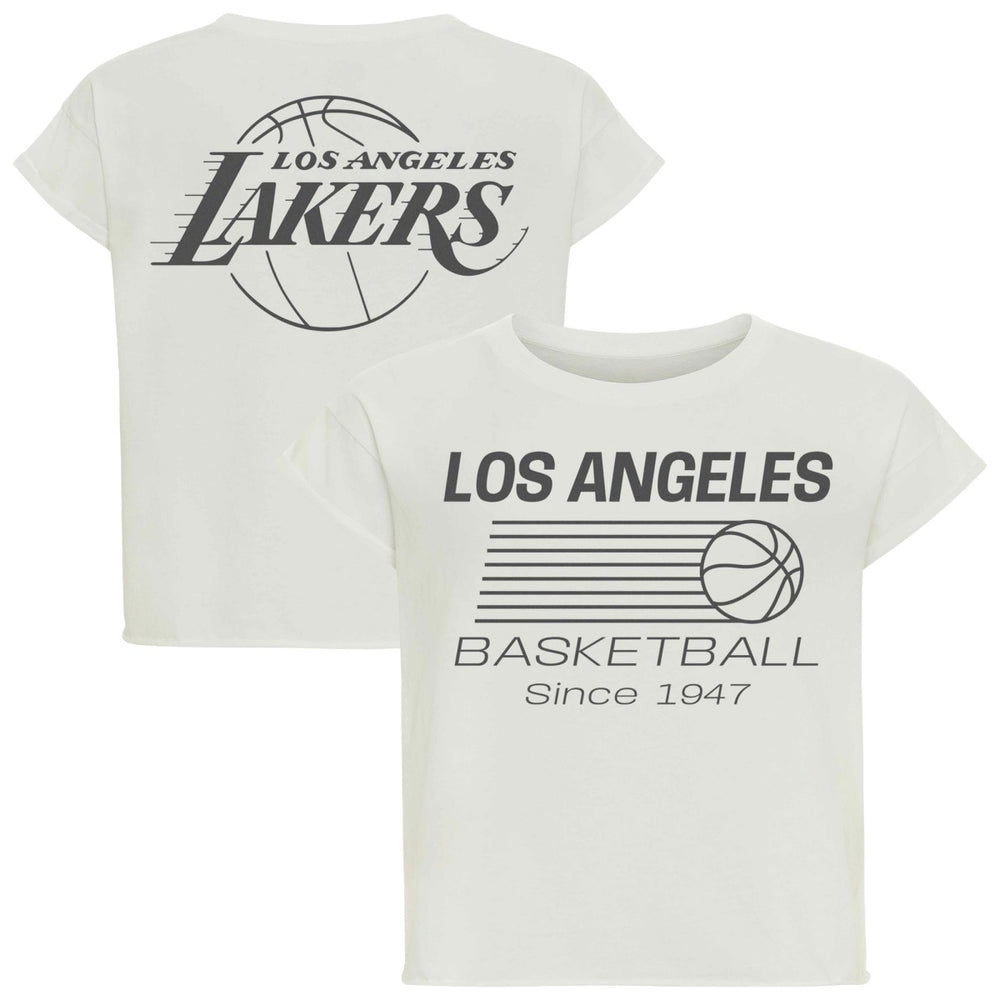 Los Angeles Lakers Sportiqe Women's Athletic Club Collection Alana Premium Cropped T-Shirt - Cream outlet