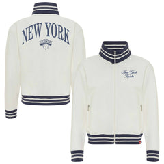 New York Knicks Sportiqe Women's Athletic Club Collection Sutton French Terry Full-Zip Jacket - Cream outlet