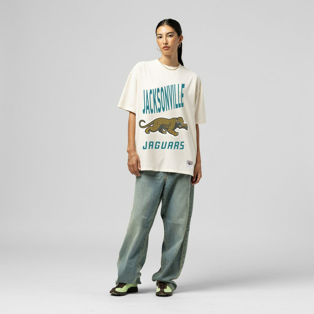 Jacksonville Jaguars Women's Logo Rise Boyfriend T-Shirt - Cream cheap